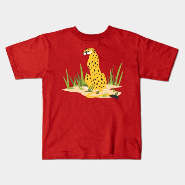 Cheetah Cartoon Drawing Kids T-Shirt by Mako Design 